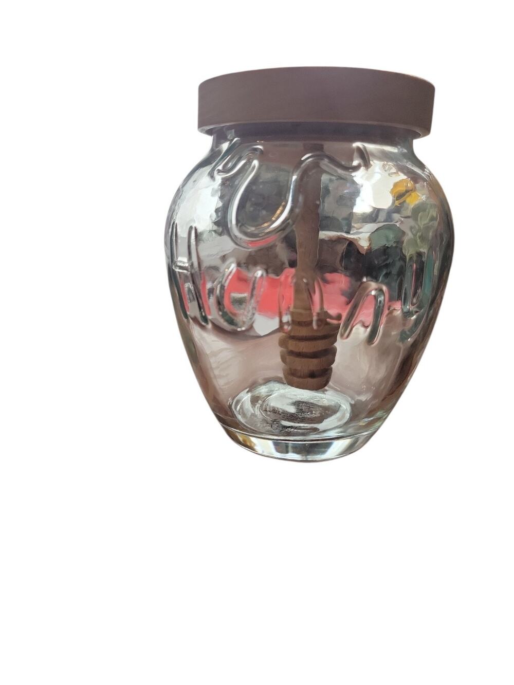 Disney Winnie the Pooh Disney Store Glass Honey Hunny Pot Jar with Dipper